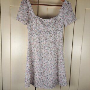 Princess Polly Women's White Floral Square Neck Short Sleeve Mini Dress Sz 2